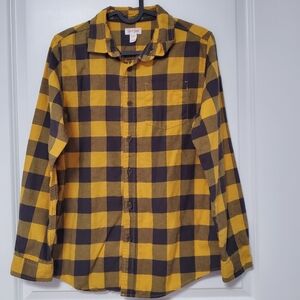 Cat & Jack Boy's  Yellow and Blue Plaid Button Down XL (16)